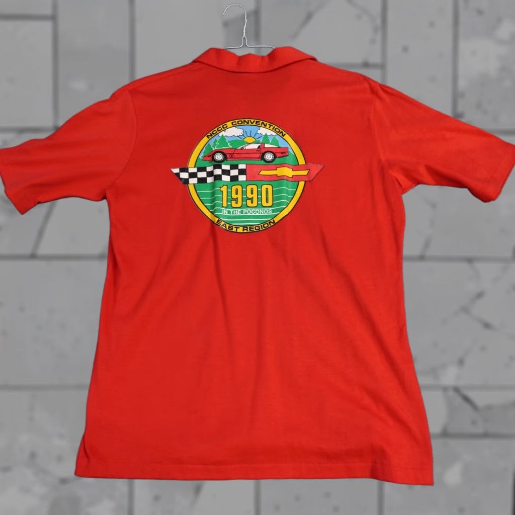Vintage American Vintage Corvette Clubs Polo Shirt M Red Double Sided NCCC Convention 1990 Poconos Mens Polo Size US M / EU 48-50 / 2 - 1 Thumbnail
