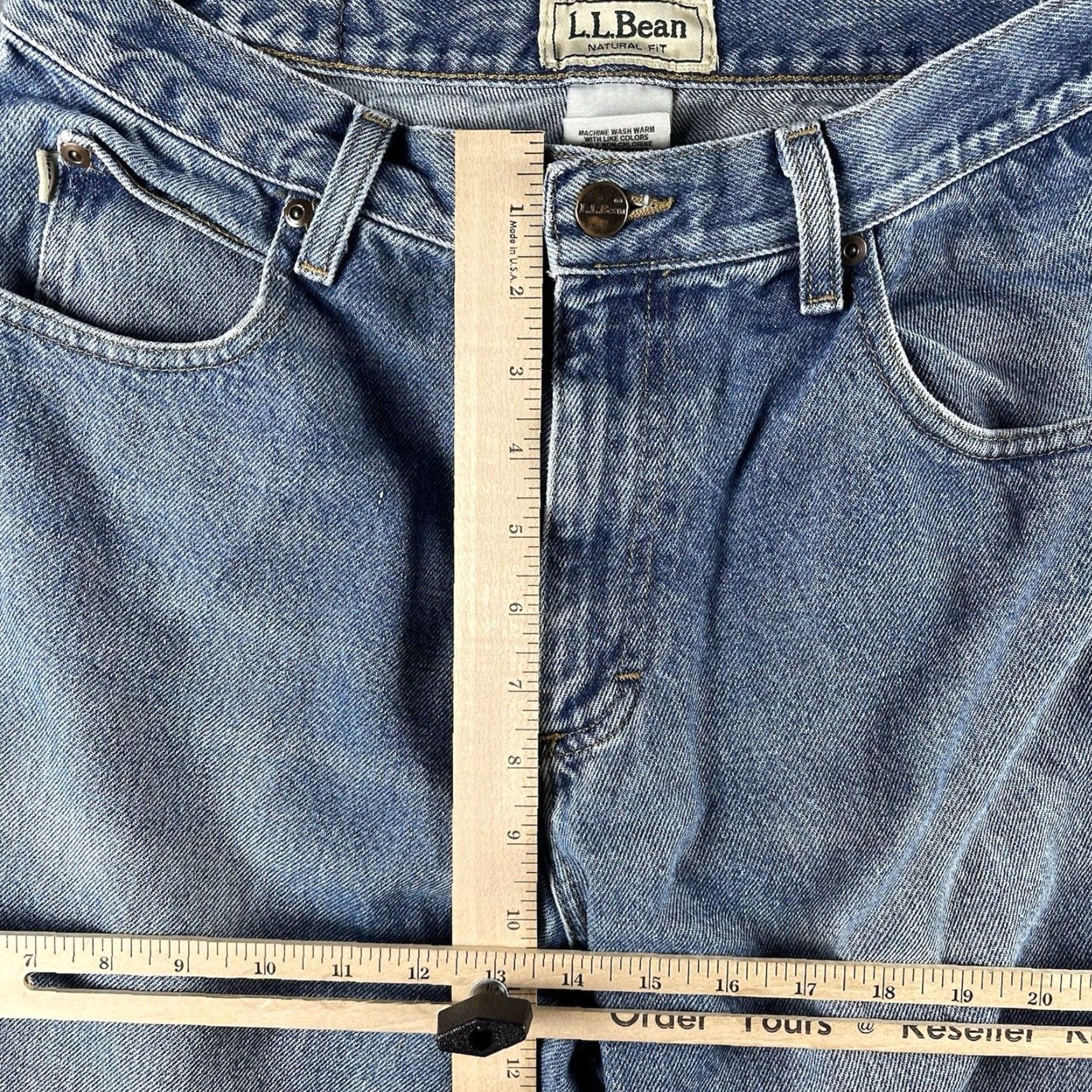 Vintage L.L. Bean Jeans Mens Natural Fit 31x29 Denim Blue Straight Pockets Belt Loops Zip Front Casual Workwear Vintage: No Mens Size US 32 / EU 48 - 5 Thumbnail