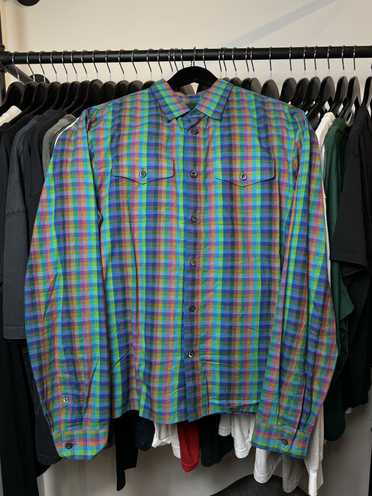 Prada Prada MultiColor Plaid Cotton Button Up Long Sleeve Shirt Size US M / EU 48-50 / 2 - 2 Thumbnail