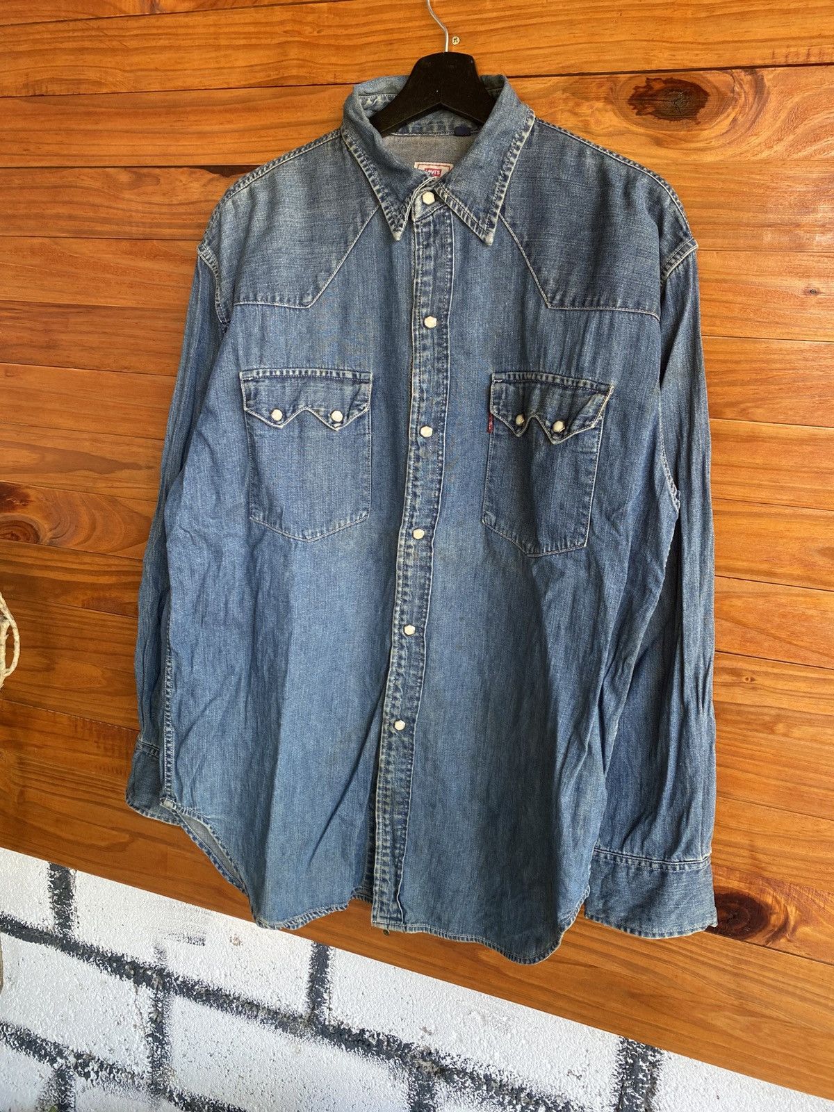 Levi's Vintage Levi’s Denim Shirt - Men’s Western Pearl Snap Button Size US L / EU 52-54 / 3 - 4 Thumbnail