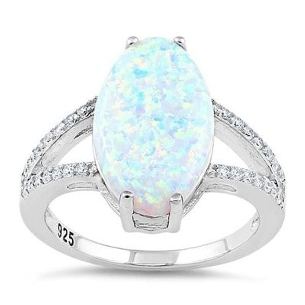 Other New Sterling Silver Marquise White Lab Opal Ring Size 7 Size ONE SIZE - 2 Thumbnail