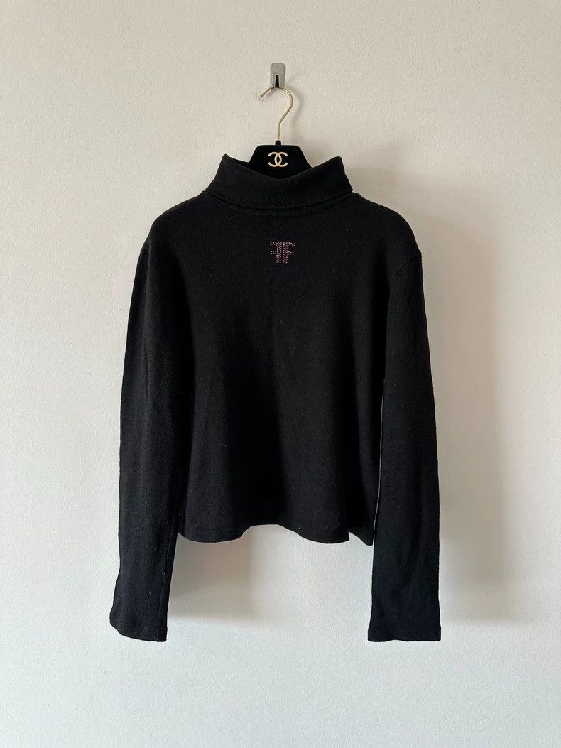 Fendi Crystal Logo Black Knit Sweater - dmc