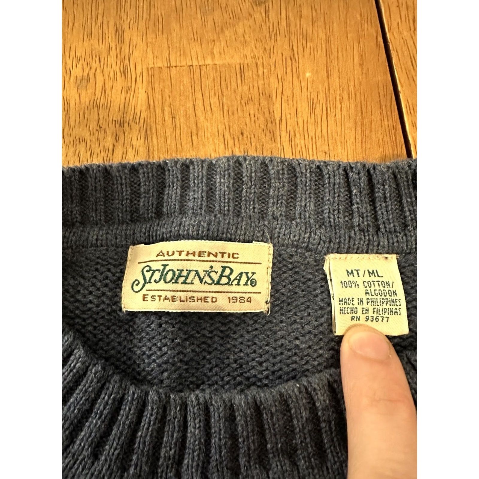 Vintage VINTAGE St. John's Bay Sweater Adult M Grayish Navy Blue Cotton Knit Pullover Crew Neck Long Sleeve Casual Outdoor Hiking Walking Fall Winter Mens Size US M / EU 48-50 / 2 - 4 Thumbnail