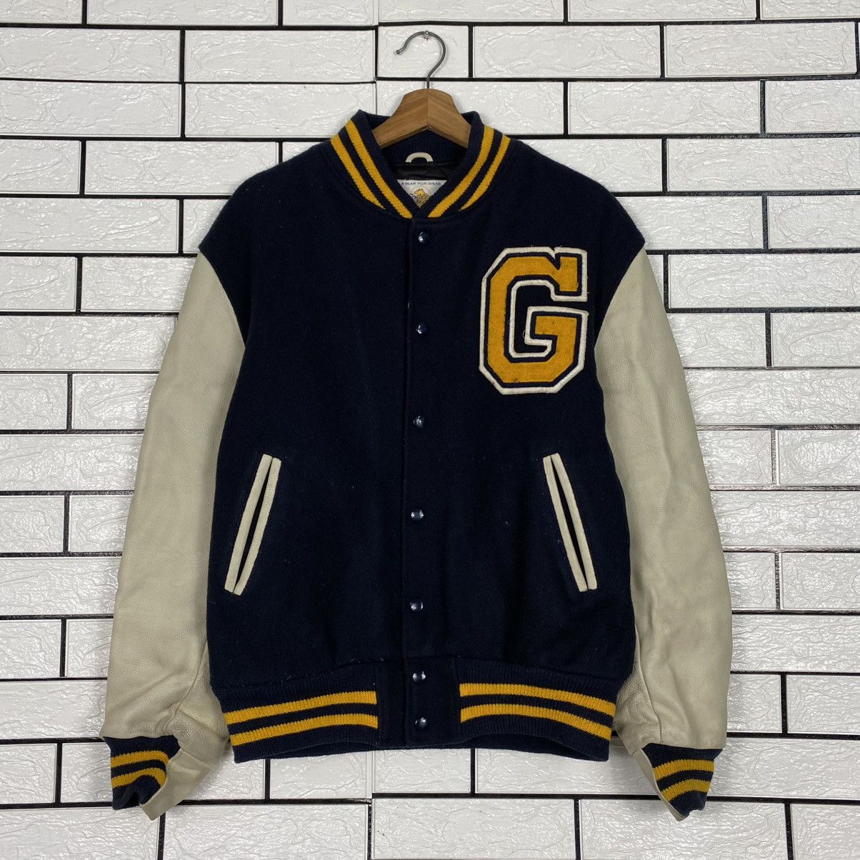 Golden Bear 🔥VINTAGE VARSITY LEATHER JACKET GOLDEN BEAR BIG MADE IN USA Size US M / EU 48-50 / 2 - 1 Thumbnail