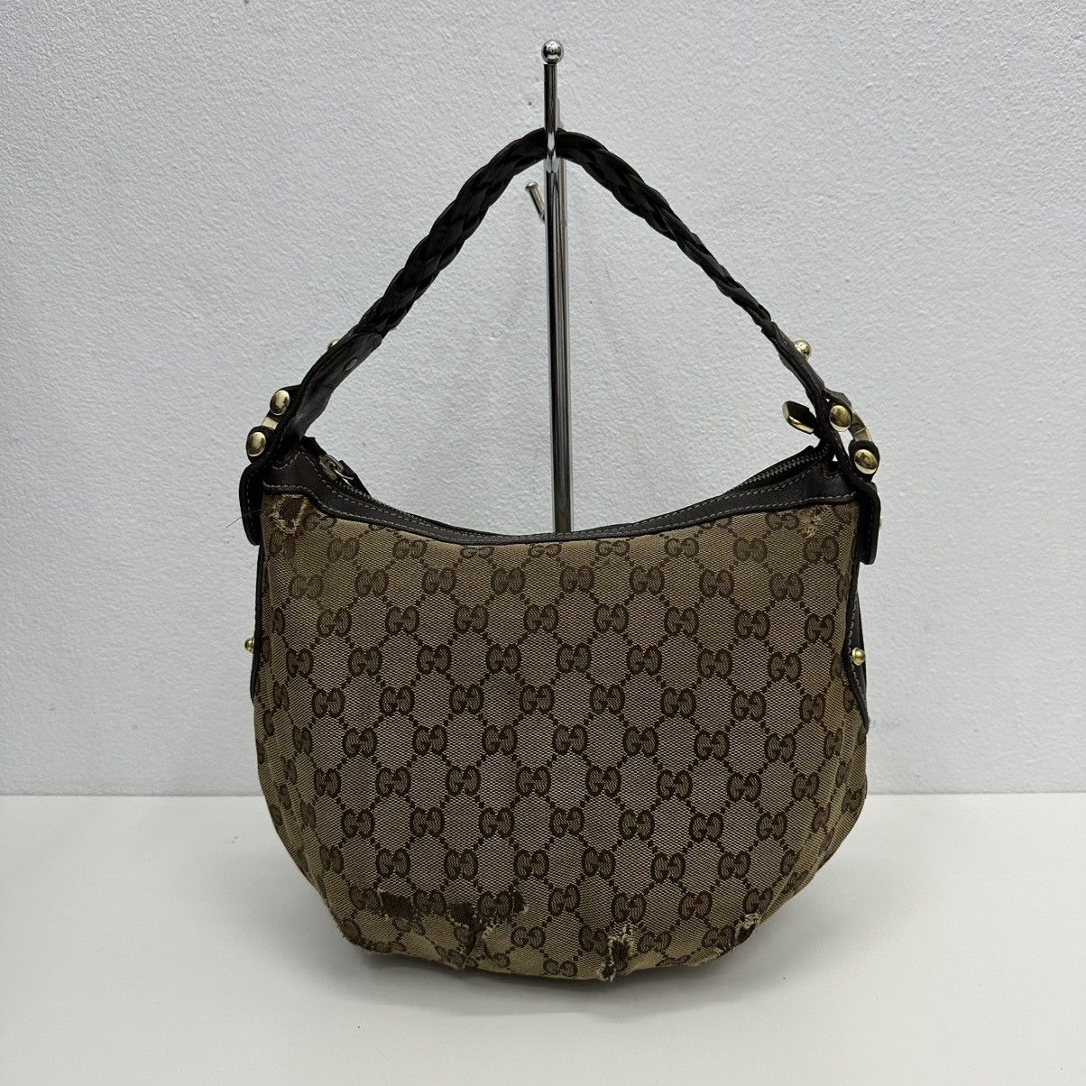 Gucci ‼️LASTDROP‼️ AUTHENTIC GUCCI GG MONOGRAM STUDDED HOBO BAG Size ONE SIZE - 3 Thumbnail
