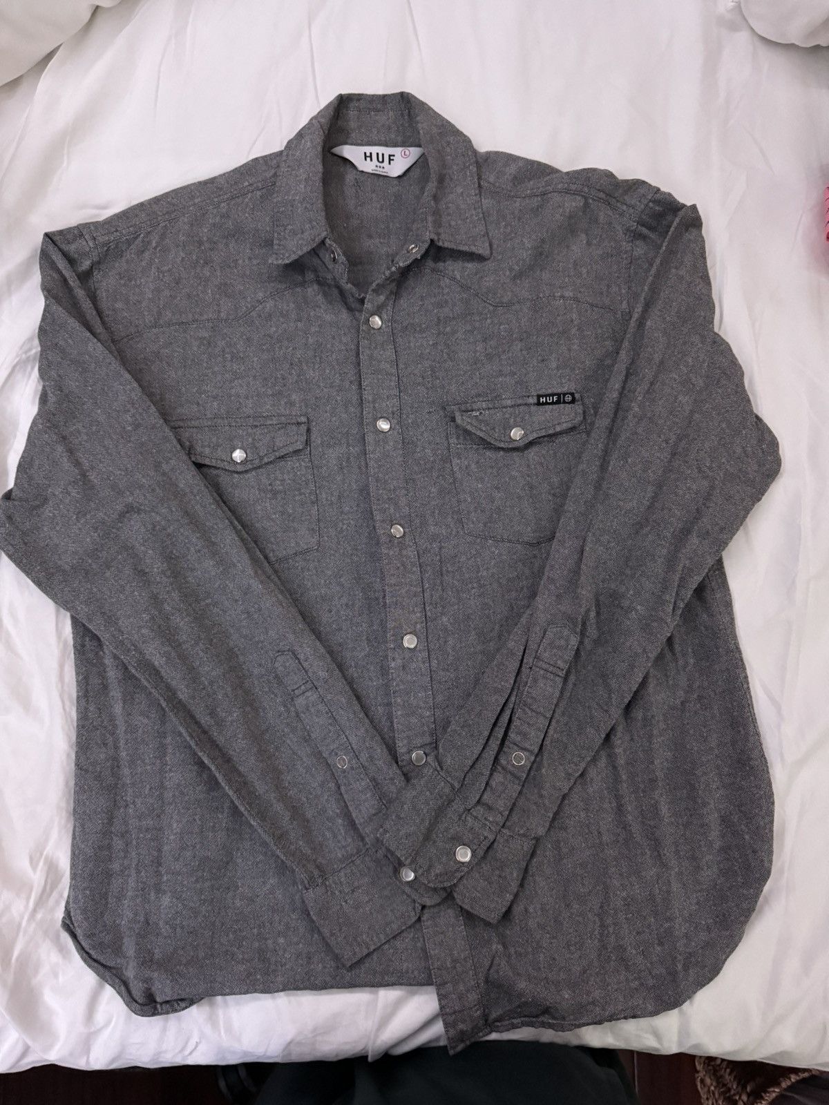 Huf 2011 HUF LA grey button-up long sleeve Size US L / EU 52-54 / 3 - 1 Thumbnail