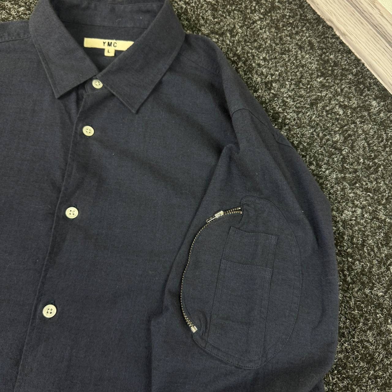 YMC YMC Button Up Shirt Navy Blue Mini Pocket Luxury Avant Garde Size US L / EU 52-54 / 3 - 4 Thumbnail