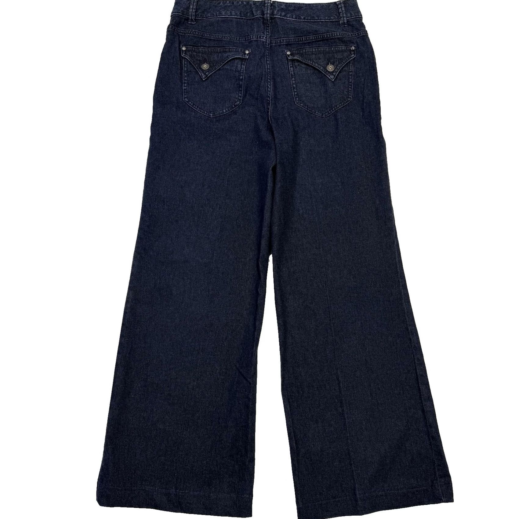 Vintage EDGE BY JEN RADE Jeans Womens 10 Blue Dark Wash High Rise Wide Leg Stretch Size 32" / US 10 / IT 46 - 2 Thumbnail