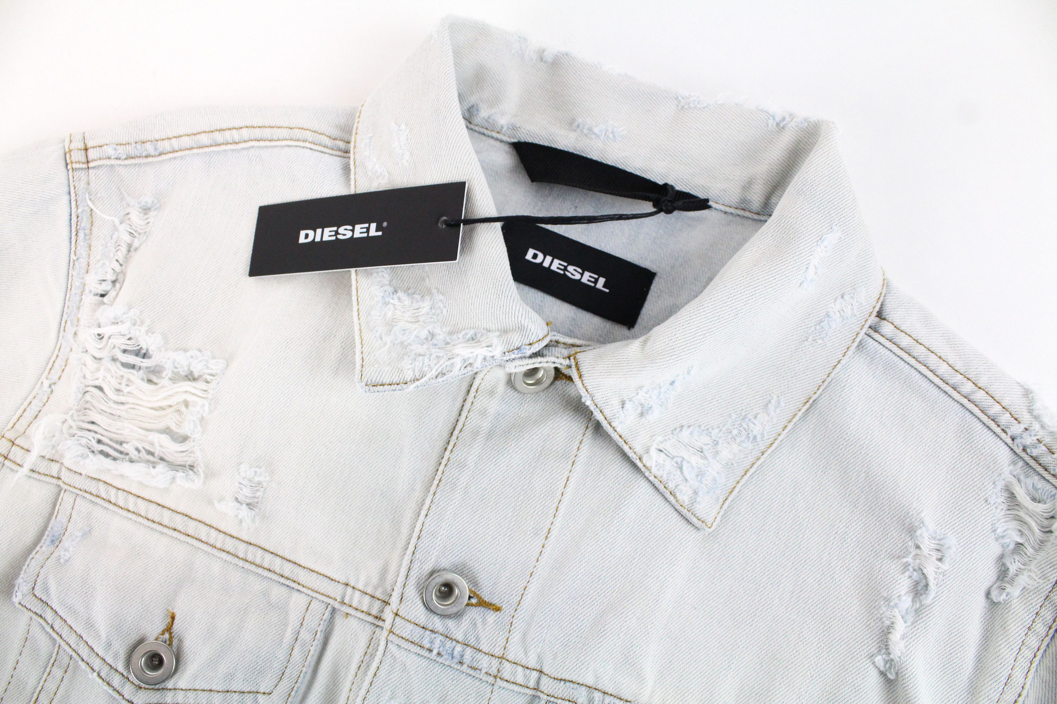 Diesel DE-VISTY 069AV M Blue Washed Cotton Ripped Jacket 55633 Size M / US 6-8 / IT 42-44 - 4 Thumbnail