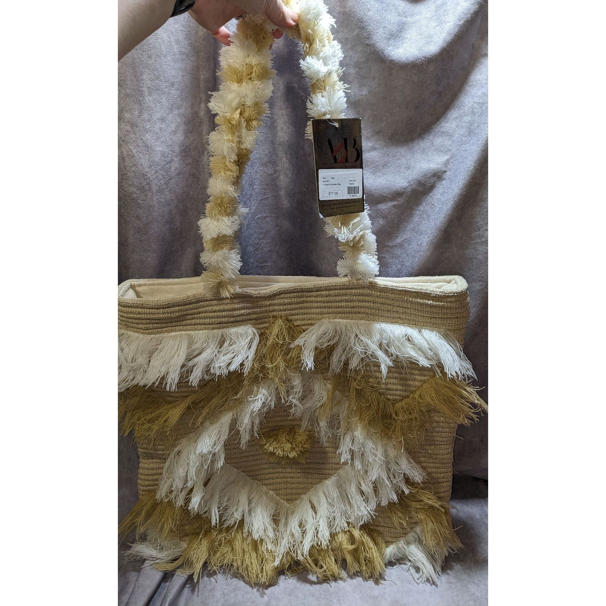Other America & Beyond Fringed Shoulder Bag With Cream & Tan Detai Size ONE SIZE - 5 Thumbnail