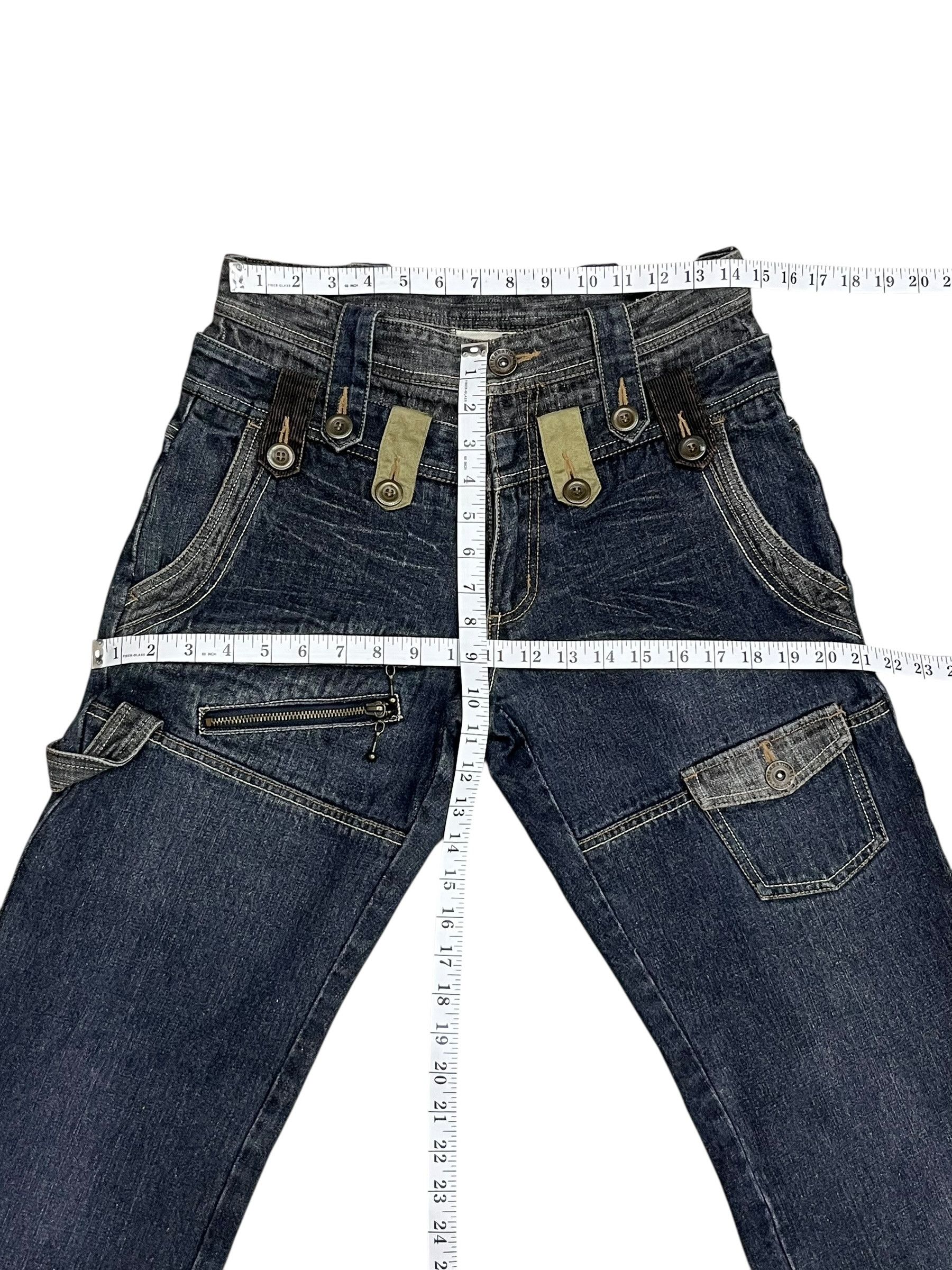Indigo Vtg GUMU Double Waist MultiZip Utility Cargo Denim Y2K Japan Size US 28 / EU 44 - 10 Thumbnail