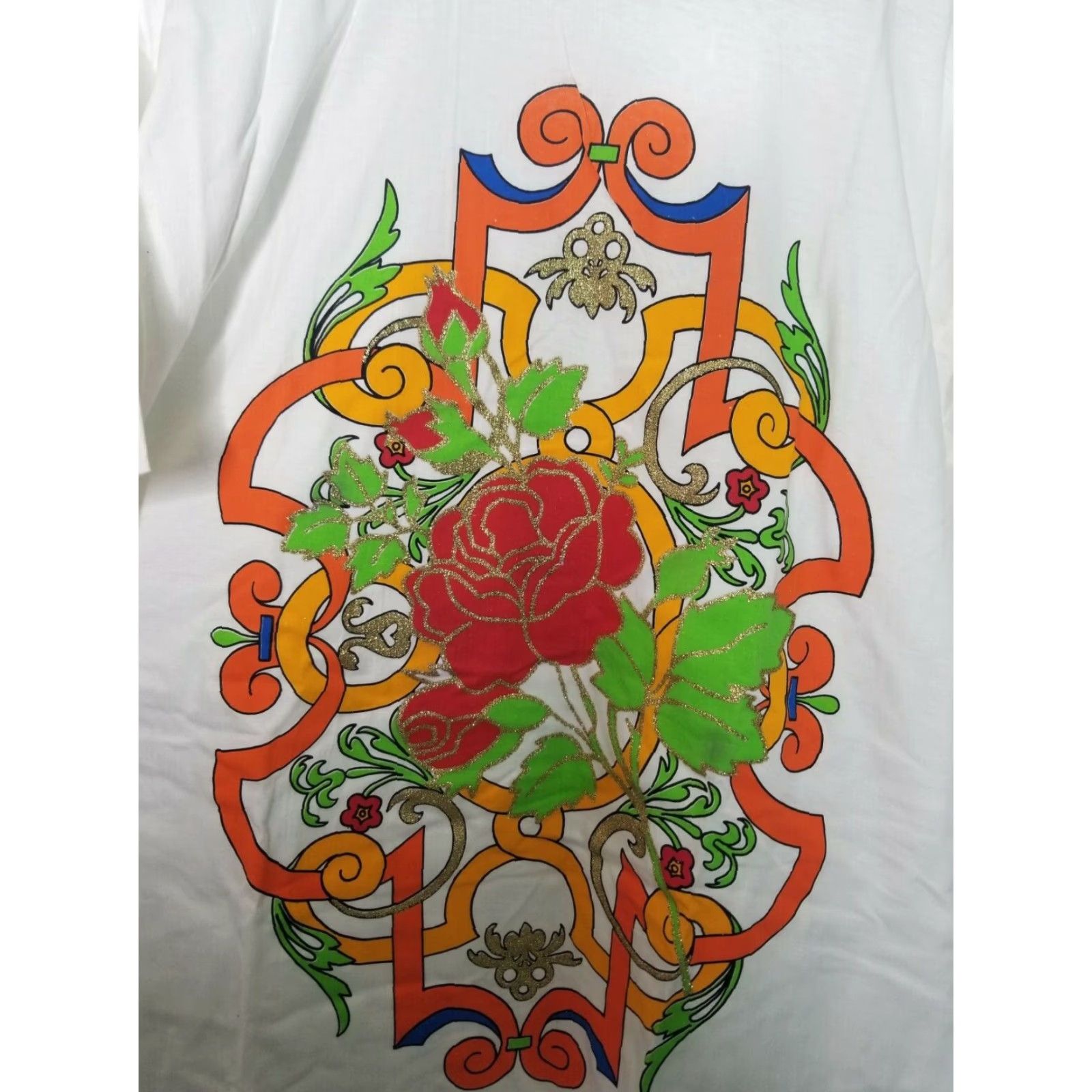 Vintage VINTAGE Pro Ace T-Shirt XL White Cotton Glitter Rose Stained Glass Window 80s Mens Short Sleeve Crew Neck Graphic Print Vintage 1980s Size US XL / EU 56 / 4 - 2 Thumbnail