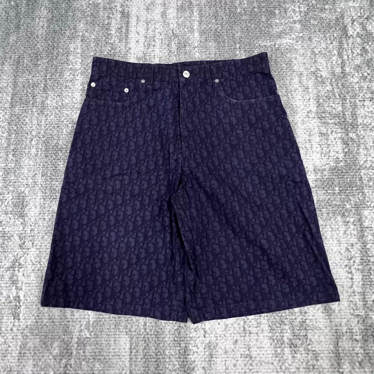 Dior Dior Navy All Over Logo Print Short Size 32 Size US 32 / EU 48 - 1 Thumbnail