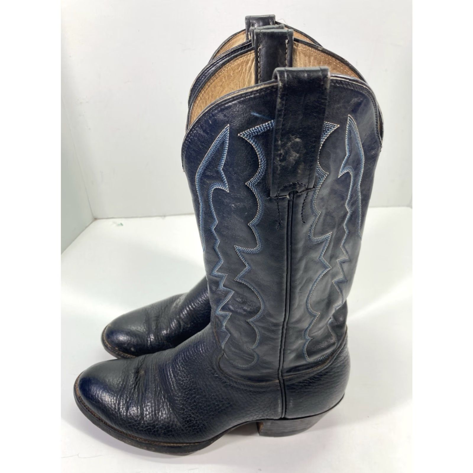 CO VINTAGE Adams Boot Co Boots Men Size 8 D Black Leather Western Cowboy Rodeo Classic Boots Mens Size US 8 / EU 41 - 4 Thumbnail
