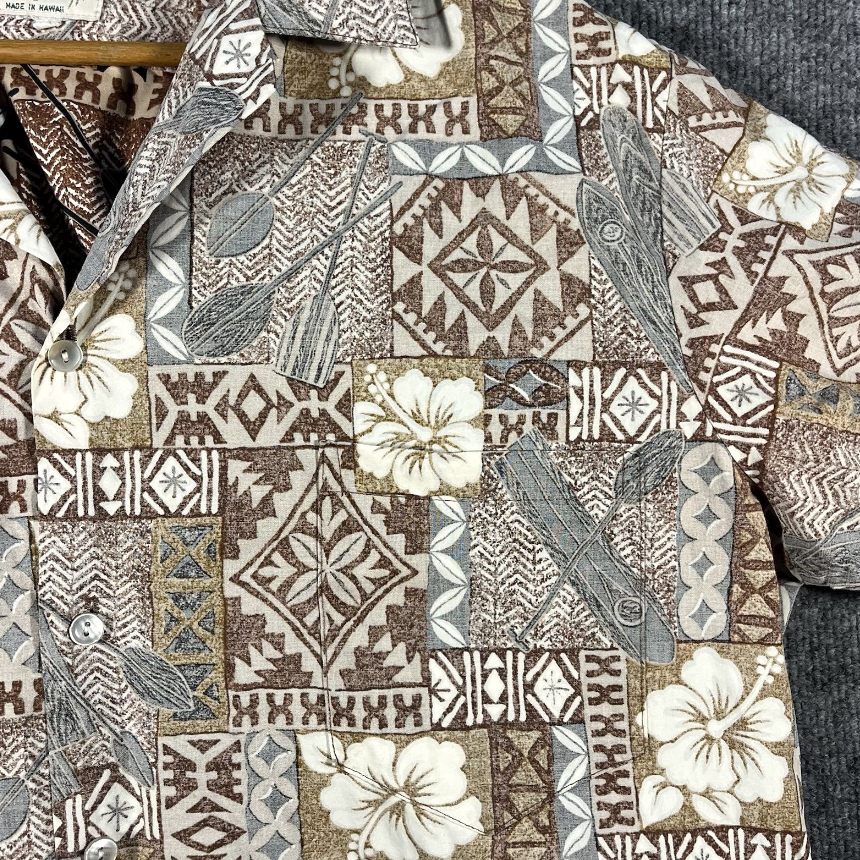 Hilo Hattie VINTAGE Hilo Hattie Hawaiian Shirt Mens L Brown Geometric Pattern Short Sleeve Button-Up Casual Travel Size US L / EU 52-54 / 3 - 3 Thumbnail