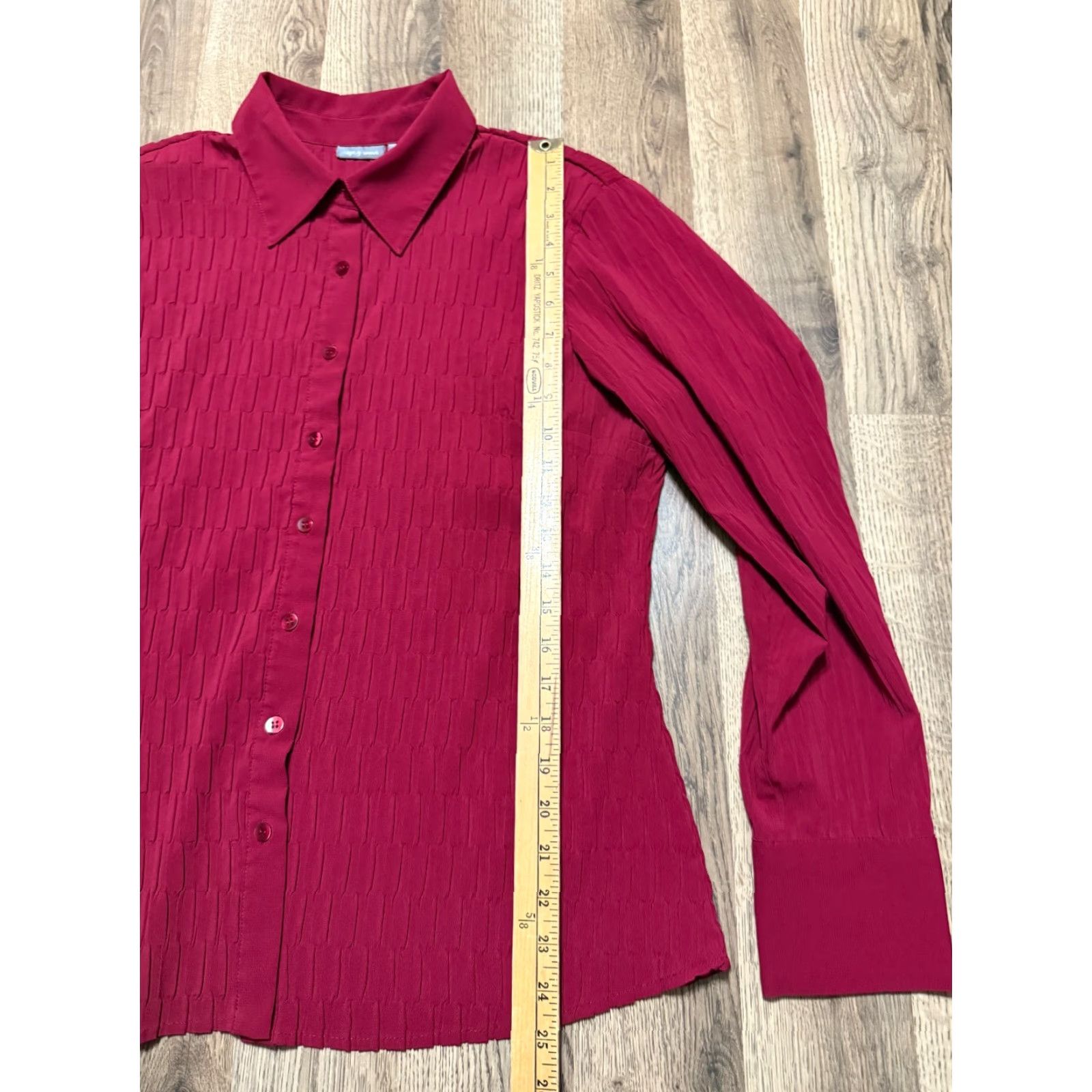 Apt. 9 APT. 9 Shirt Women's Large Red Long Sleeve Button-Up Shirt Size L / US 10 / IT 46 - 7 Thumbnail