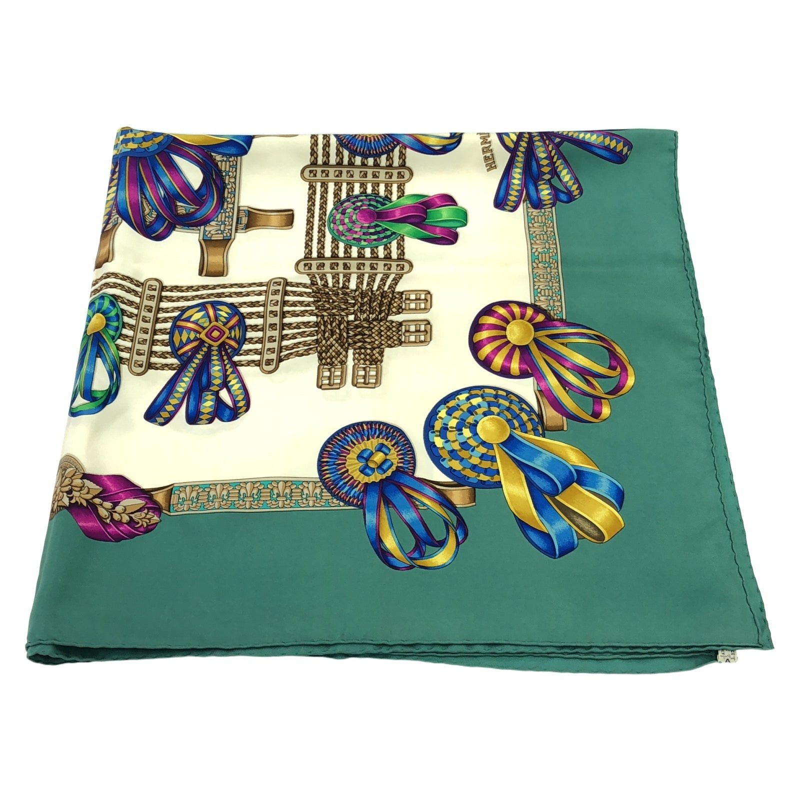 Hermes Hermes Carres 90 Scarf Silk Green Size ONE SIZE - 1 Thumbnail