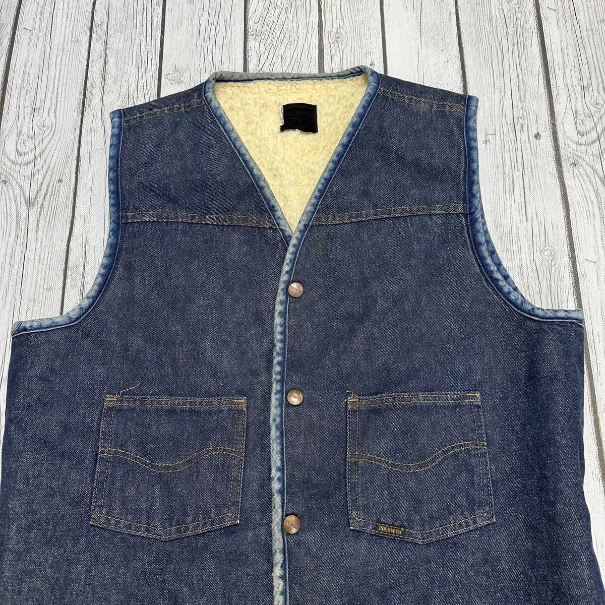 Sears × Vintage Vintage Sears Roebucks sherpa lined denim vest Size US L / EU 52-54 / 3 - 3 Thumbnail
