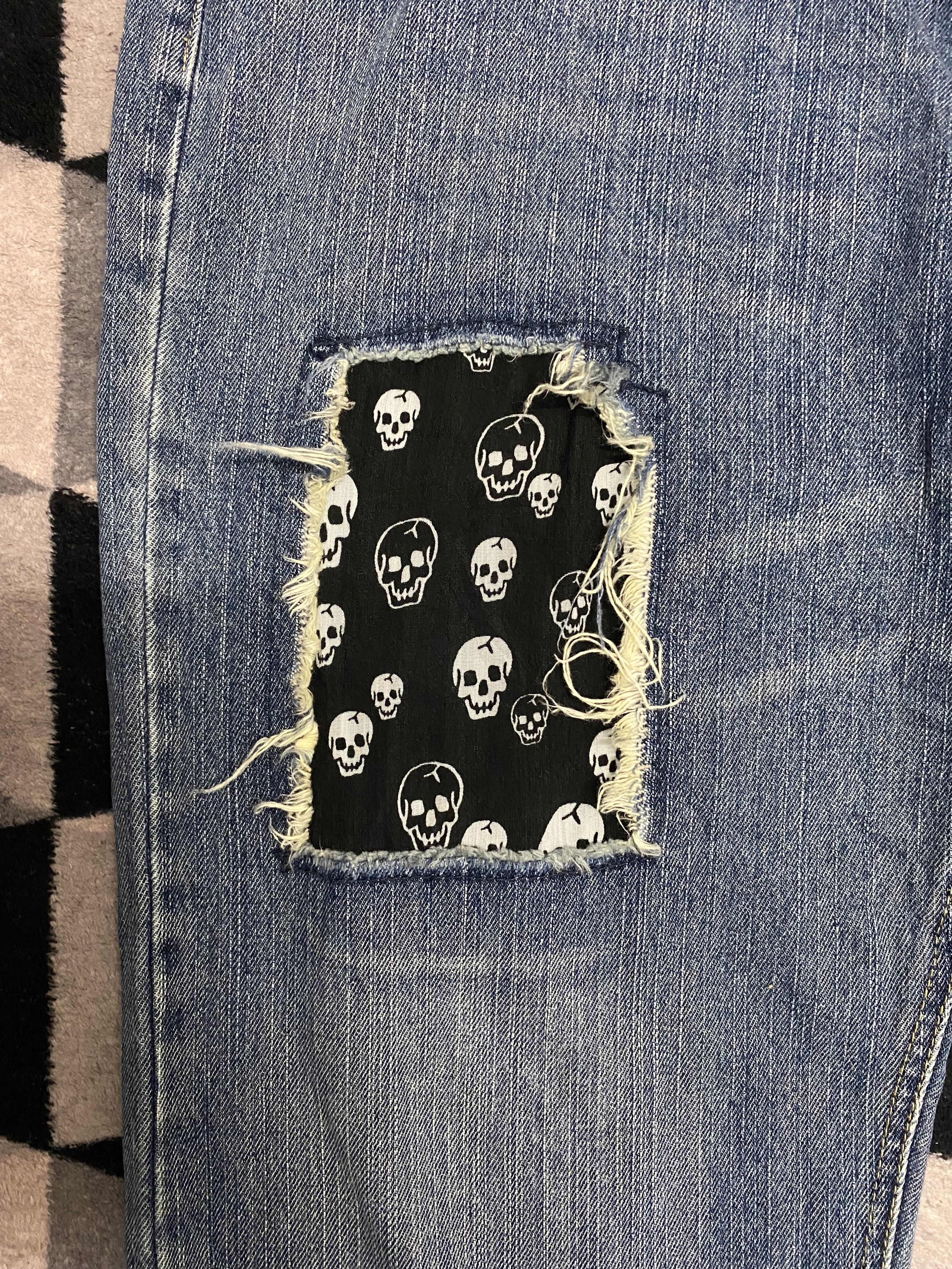 Japanese Brand Vintage Playchess Patchwork Skull Distressed Jeans Size US 36 / EU 52 - 6 Thumbnail