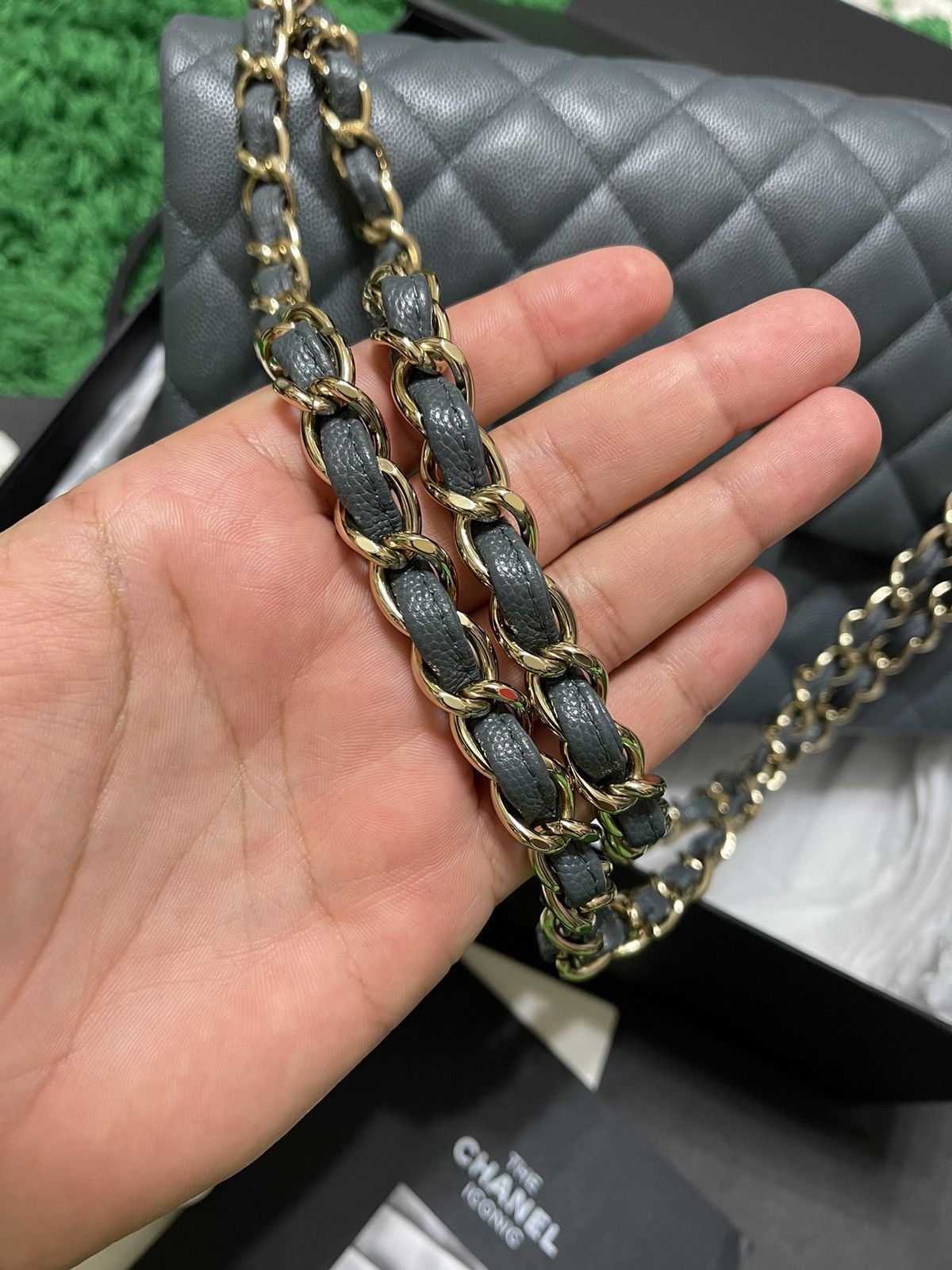 Chanel Jumbo Double Flap Caviar- Grey