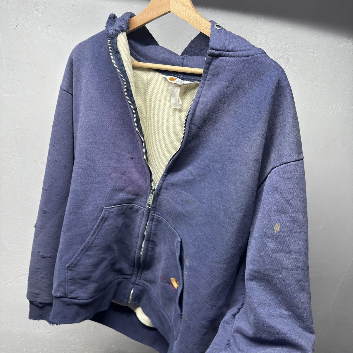 Carhartt 90s Carhartt Faded Distressed Thermal Lined Zip Hoodie Size US XL / EU 56 / 4 - 4 Thumbnail