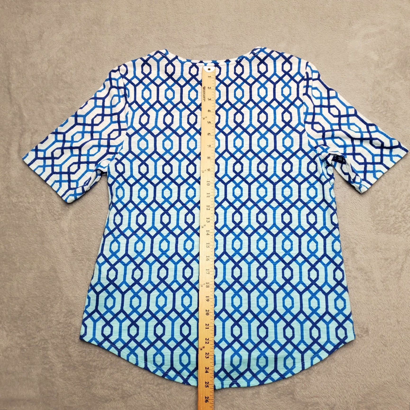 Vintage Chicos Shirt Womens US 8 Blue Ombre Geometric Performance Stretch Ultimate TEE Shirt XS? Size M / US 6-8 / IT 42-44 - 5 Thumbnail