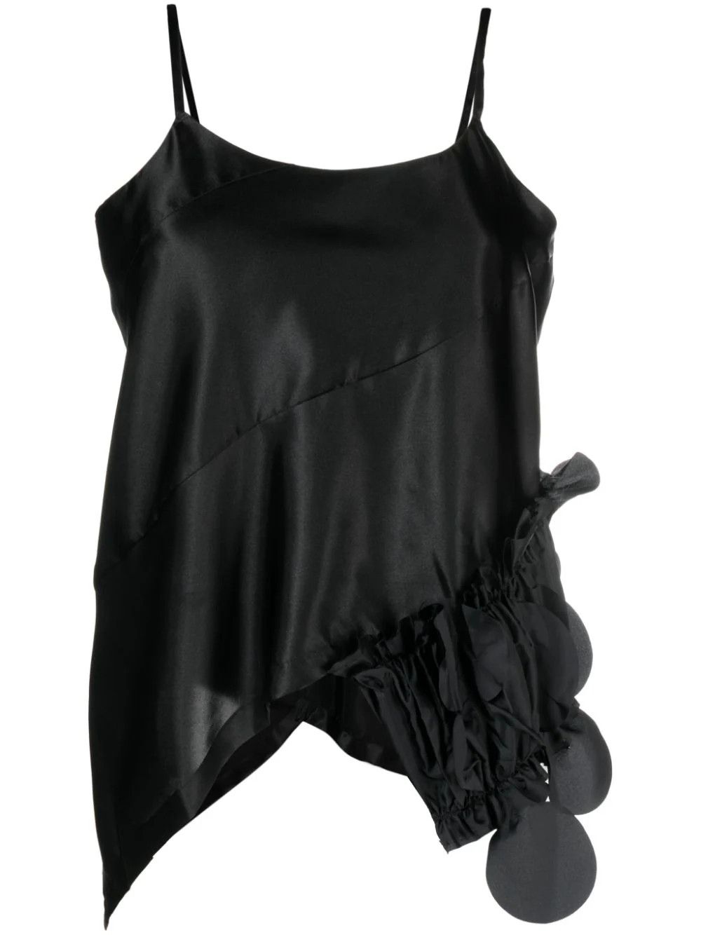 o1mle0824 Satin Asymmetric Top in Black