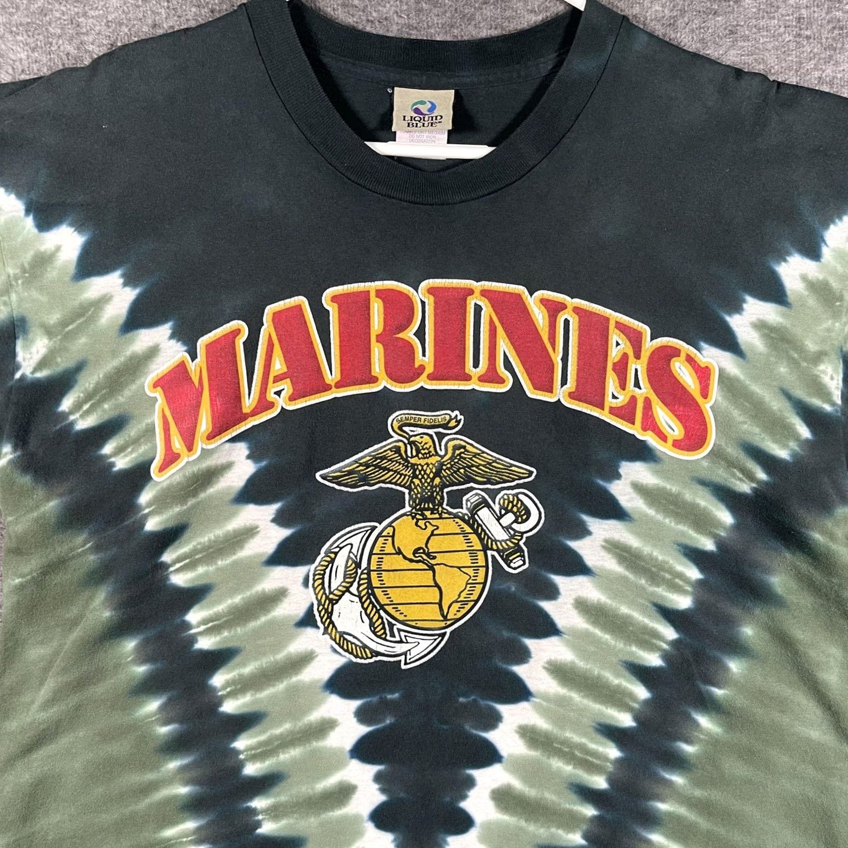 Liquid Blue VINTAGE Marines Shirt Mens Large Green Liquid Blue Tie Dye USMC Graphic USA Tee Size US L / EU 52-54 / 3 - 2 Thumbnail