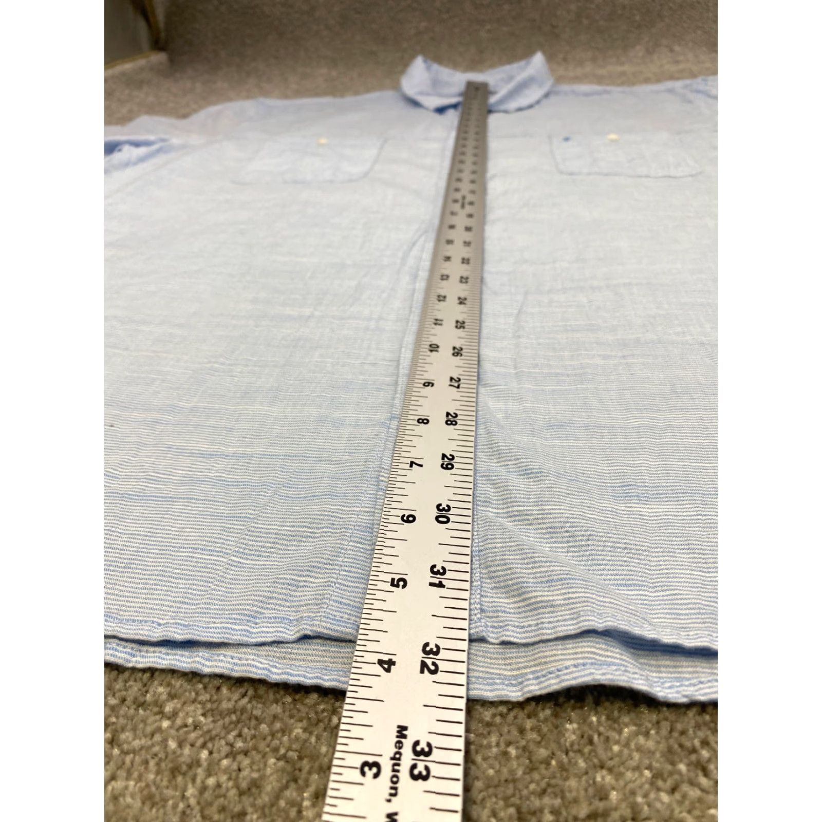 Izod VINTAGE Izod Saltwater Dockside Shirt 2XL Short Sleeve Button Up Blue Striped Men’s Shirt 6599 Size US XXL / EU 58 / 5 - 4 Thumbnail