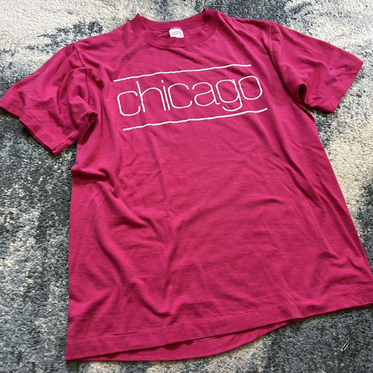 Vintage 90s SLUBBY SiNGLE STiTCH HOT PiNK CHiCAGO SOUVENiR FUCHSiA Size M / US 6-8 / IT 42-44 - 1 Thumbnail