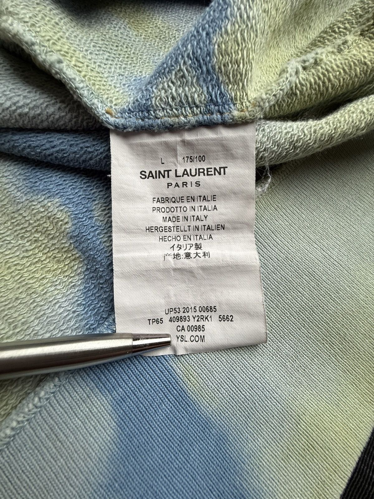 Saint Laurent Paris SS16 Saint Laurent tie dye thrashed sweater crew Hedi grail Size US L / EU 52-54 / 3 - 25 Thumbnail