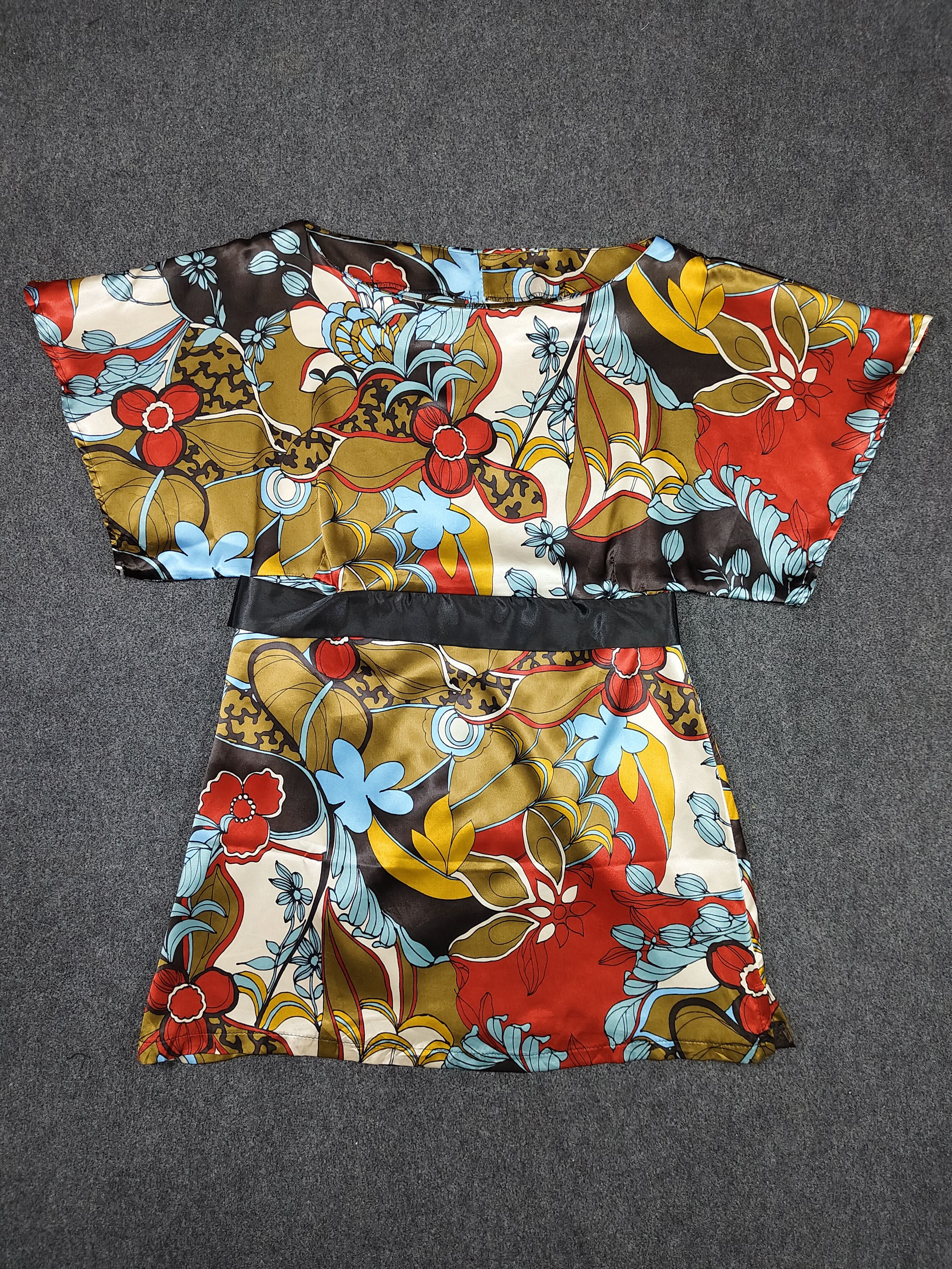 Vintage 90s Teddy S.p.A- Abstract Floral Kimono Sleeve Dress Size M / US 6-8 / IT 42-44 - 4 Thumbnail