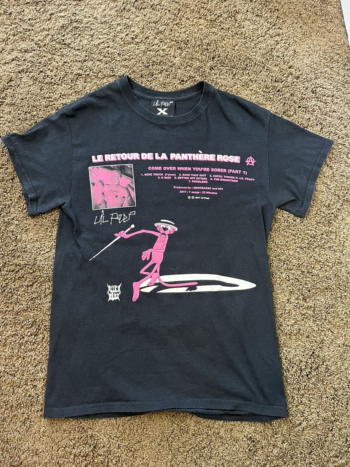 image of Lil Peep X Alien Body Pink Panther Shirt in Black, Men's (Size Small)