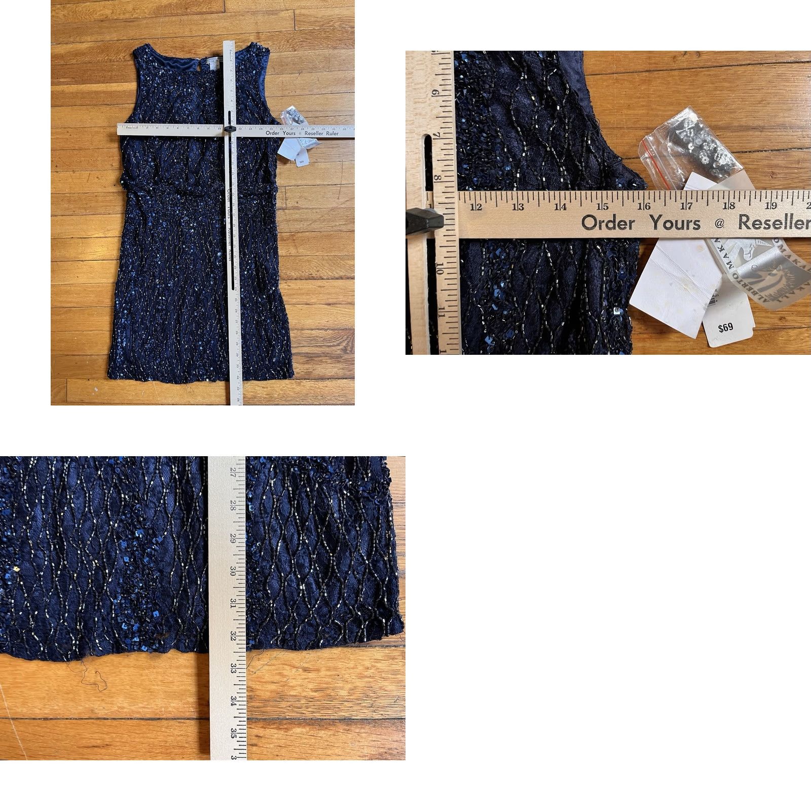 Vintage VINTAGE Alberto Makali Beaded Sequin Dress Women’s 8 Navy Blue Black Dress Size M / US 6-8 / IT 42-44 - 9 Thumbnail