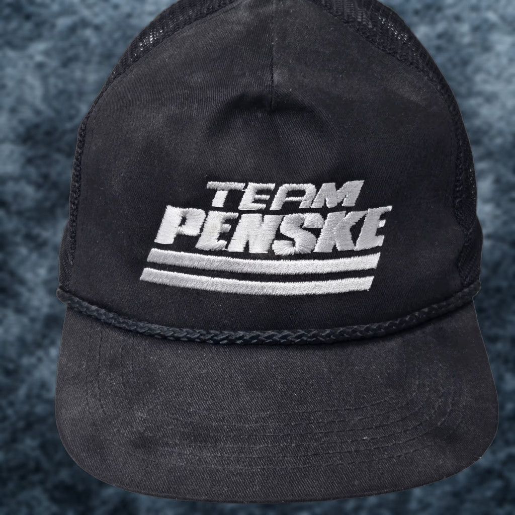 NASCAR VINTAGE Team Penske Indy 500 Racing Snap-Back Trucker Hat Cap Race Nascar Rope Hat Mens Black Adjustable 80s 90s USA Indy Racing Penske Size ONE SIZE - 1 Thumbnail