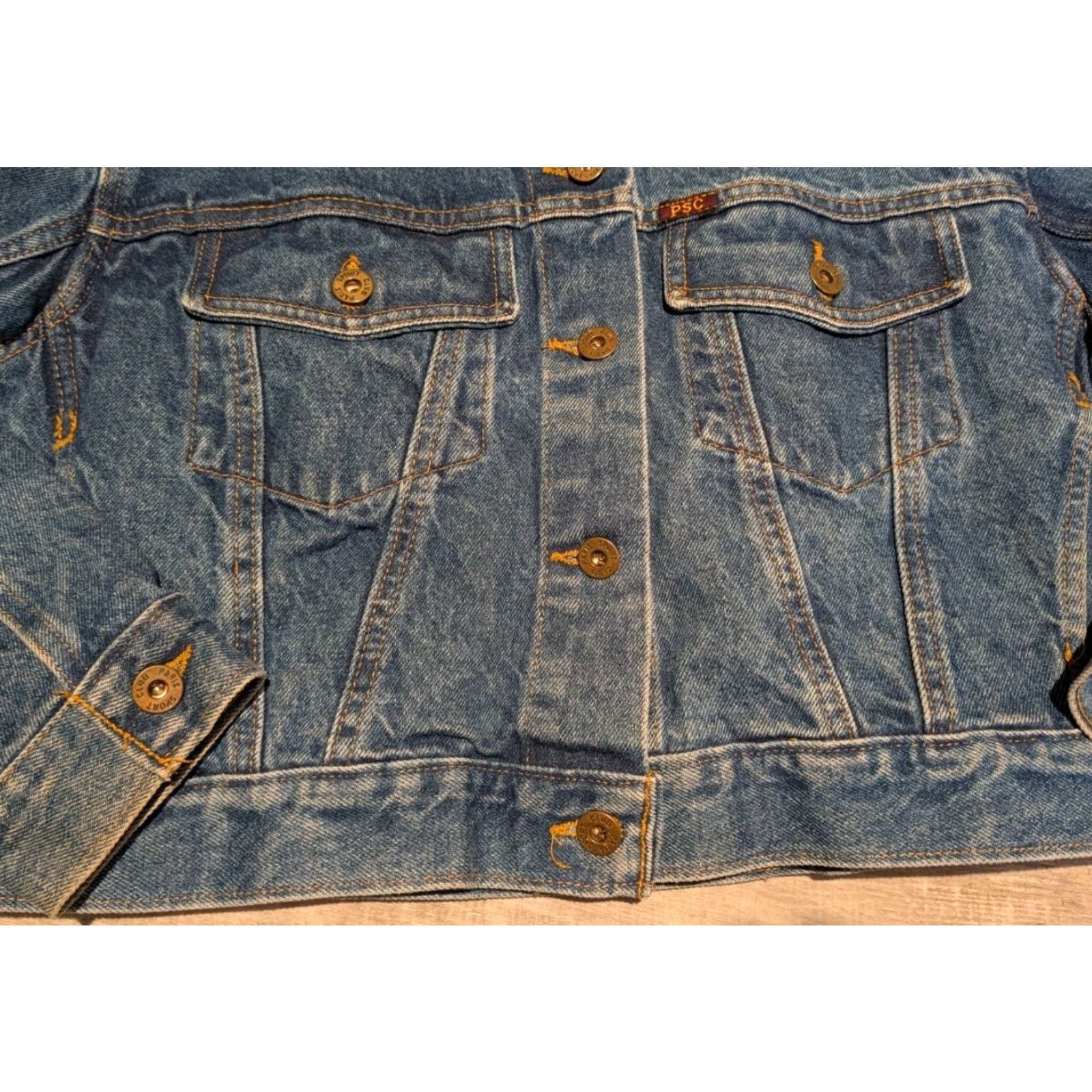 Denime VINTAGE Paris Sport Club Denim Crop Jacket Women L 90s Boho Grunge Trucker Blue Button-Up Size L / US 10 / IT 46 - 2 Thumbnail
