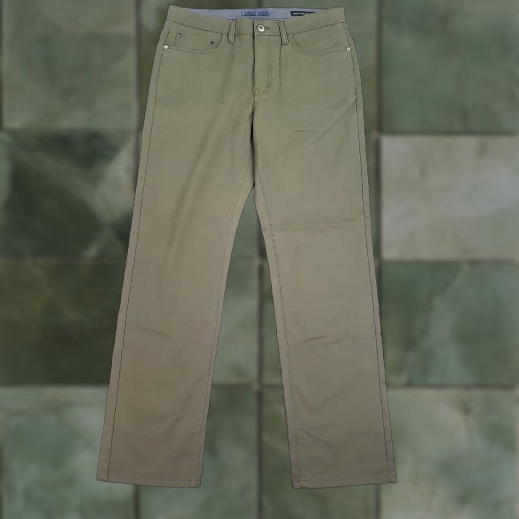 Saks Fifth Avenue Saks Fifth Avenue Men's Green Chino Pants 32x31 Straight Leg Stretch Size US 32 / EU 48 - 1 Thumbnail