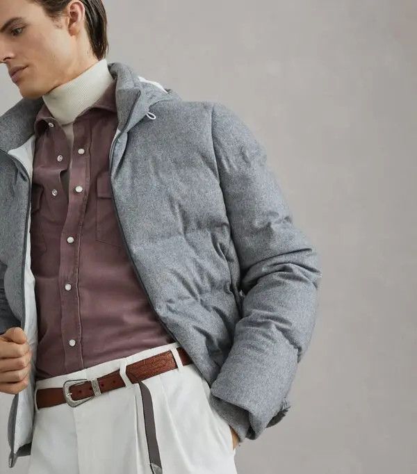 Brunello Cucinelli o1w1db10226 Wr Padded Jacket in Light Grey Size US L / EU 52-54 / 3 - 4 Thumbnail