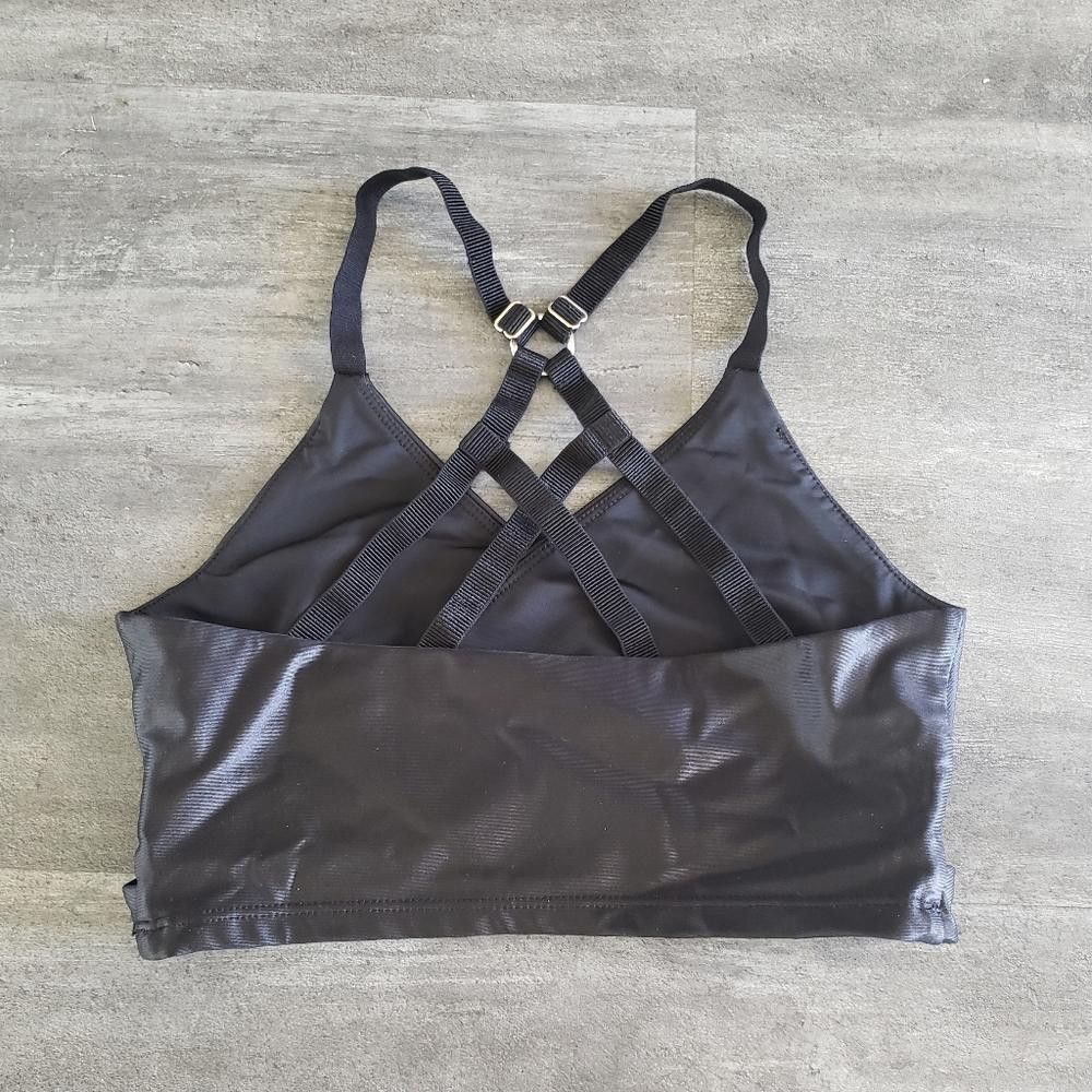 Designer Black Metallic GA Wrapped Sport Bra Size ONE SIZE - 2 Thumbnail