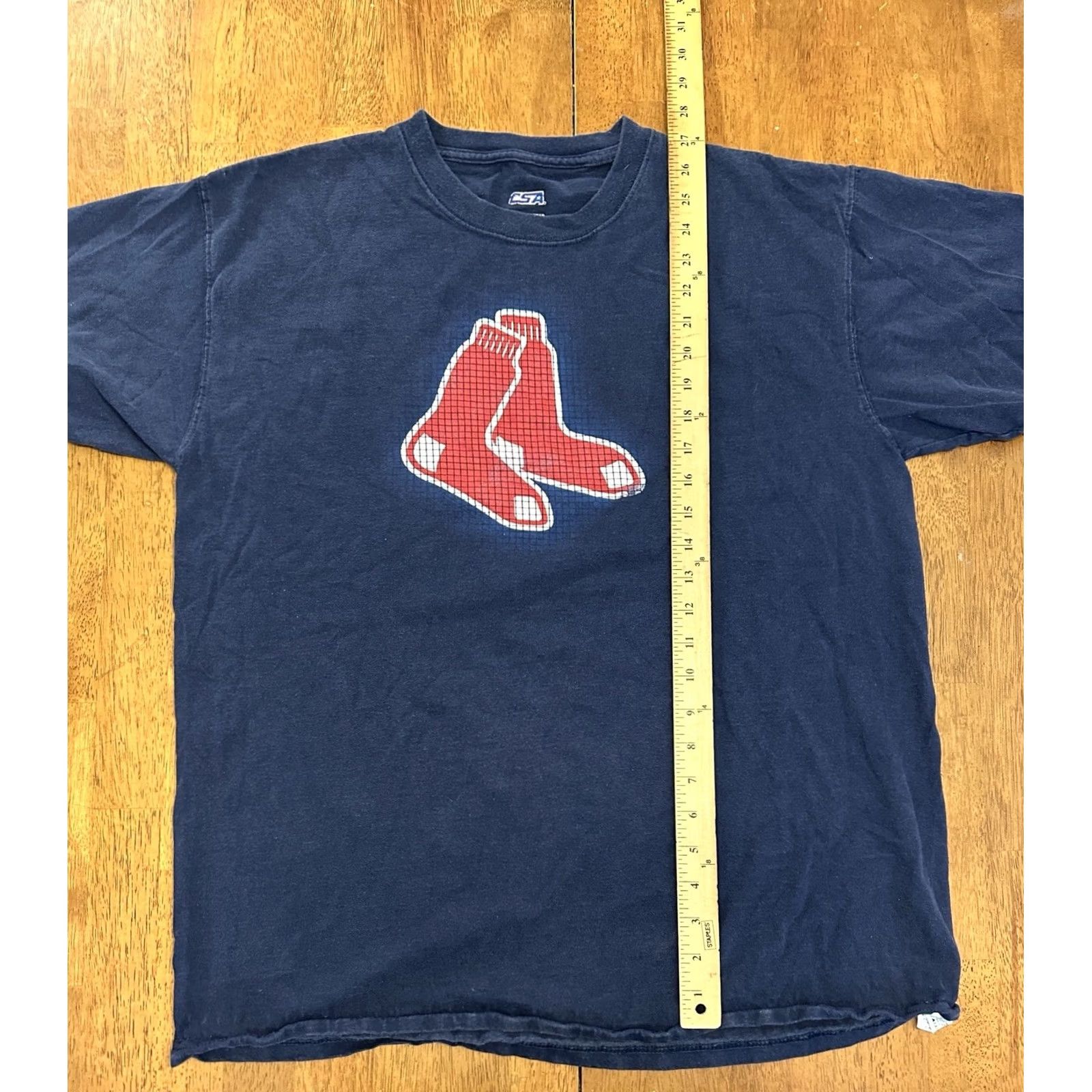 MLB Boston Red Sox Socks Logo T Shirt MLB Alternate Large CSA Men Blue Short Sleeve Cotton Crew Neck Regular Fit Size US L / EU 52-54 / 3 - 6 Thumbnail