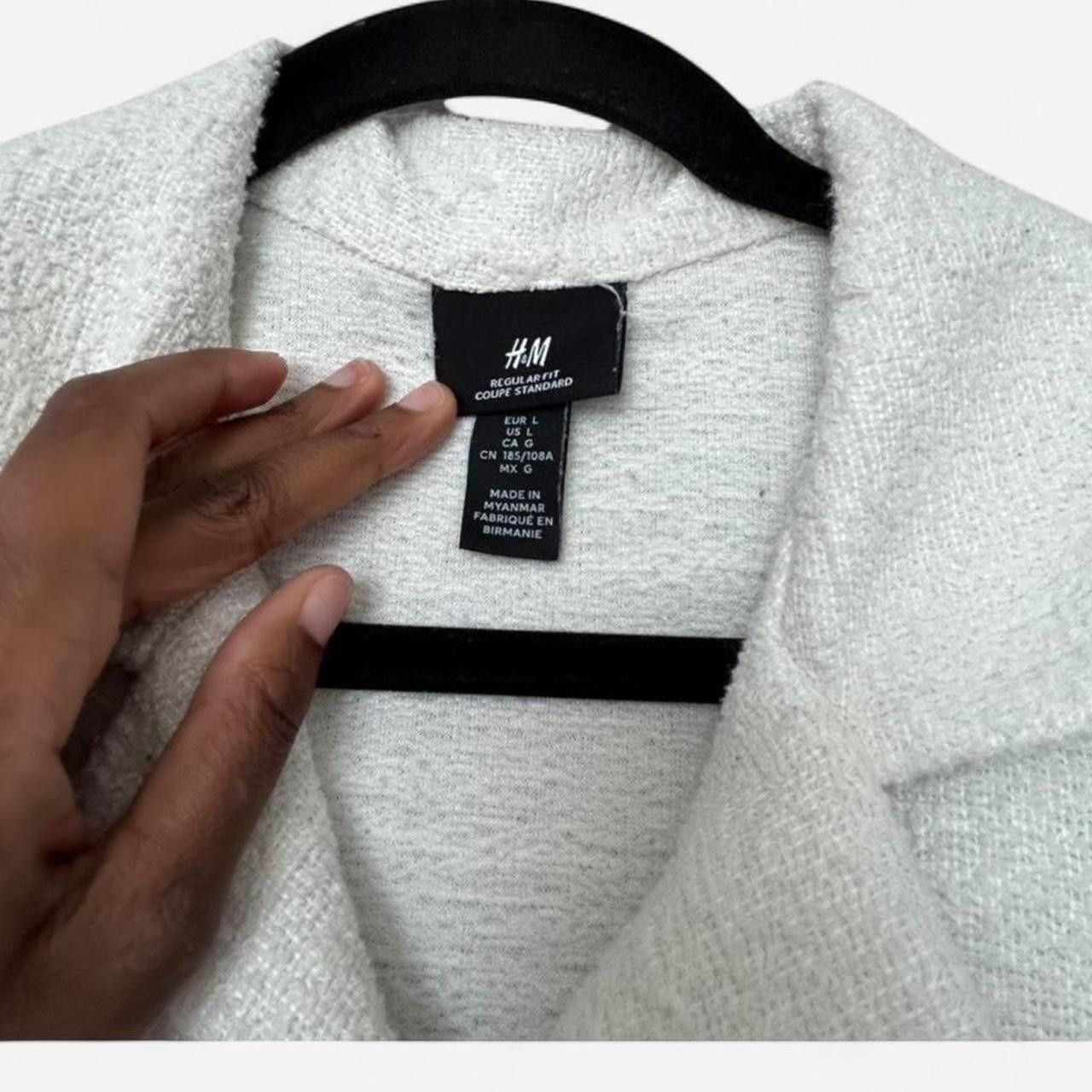H&M H&M Men’s White Textured Button Up Shirt Size US XL / EU 56 / 4 - 3 Thumbnail