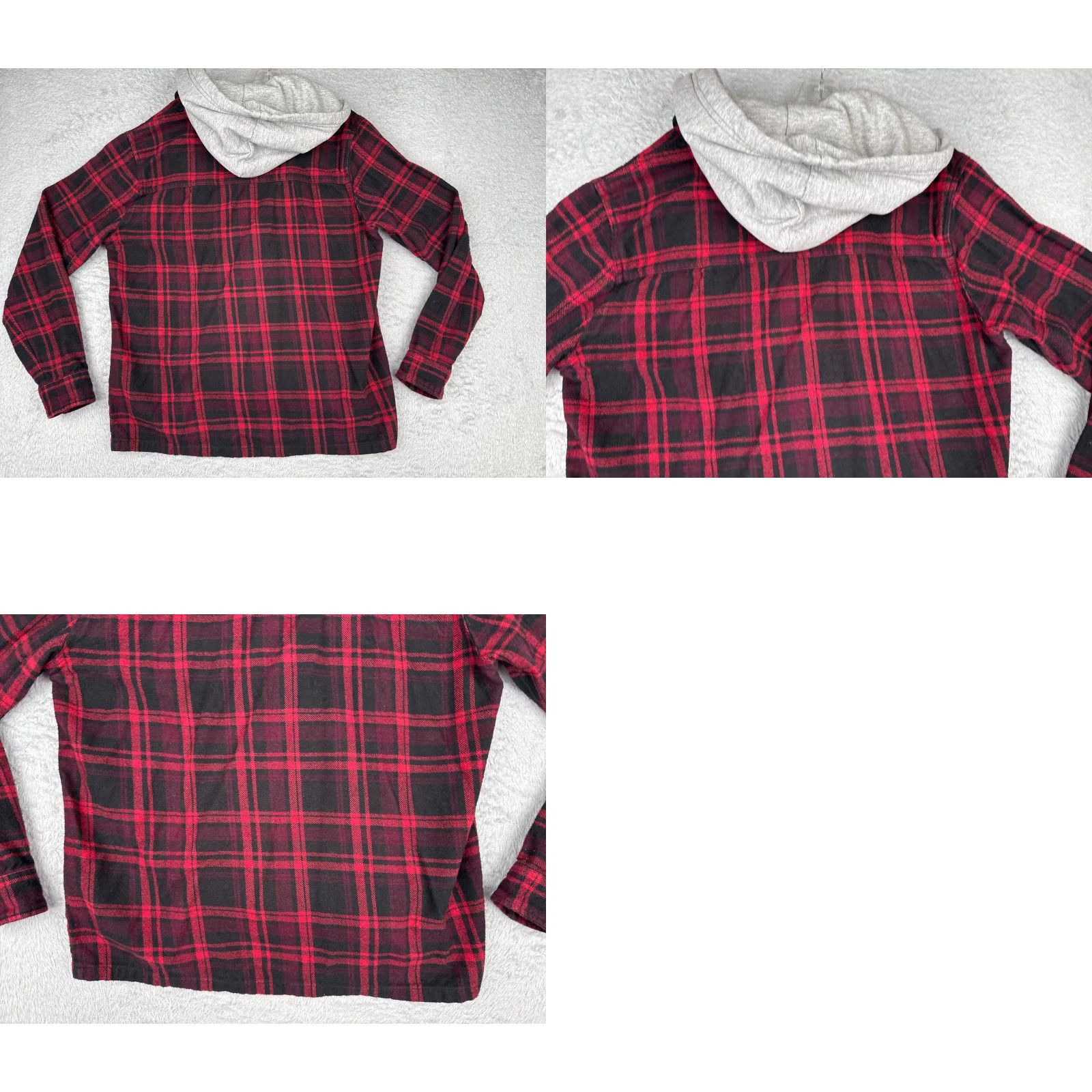 H&M H&M Divided Shirt Men L Red Plaid Flannel Hooded Pockets Button-Up Long Sleeve Casual Workwear Size US L / EU 52-54 / 3 - 9 Thumbnail