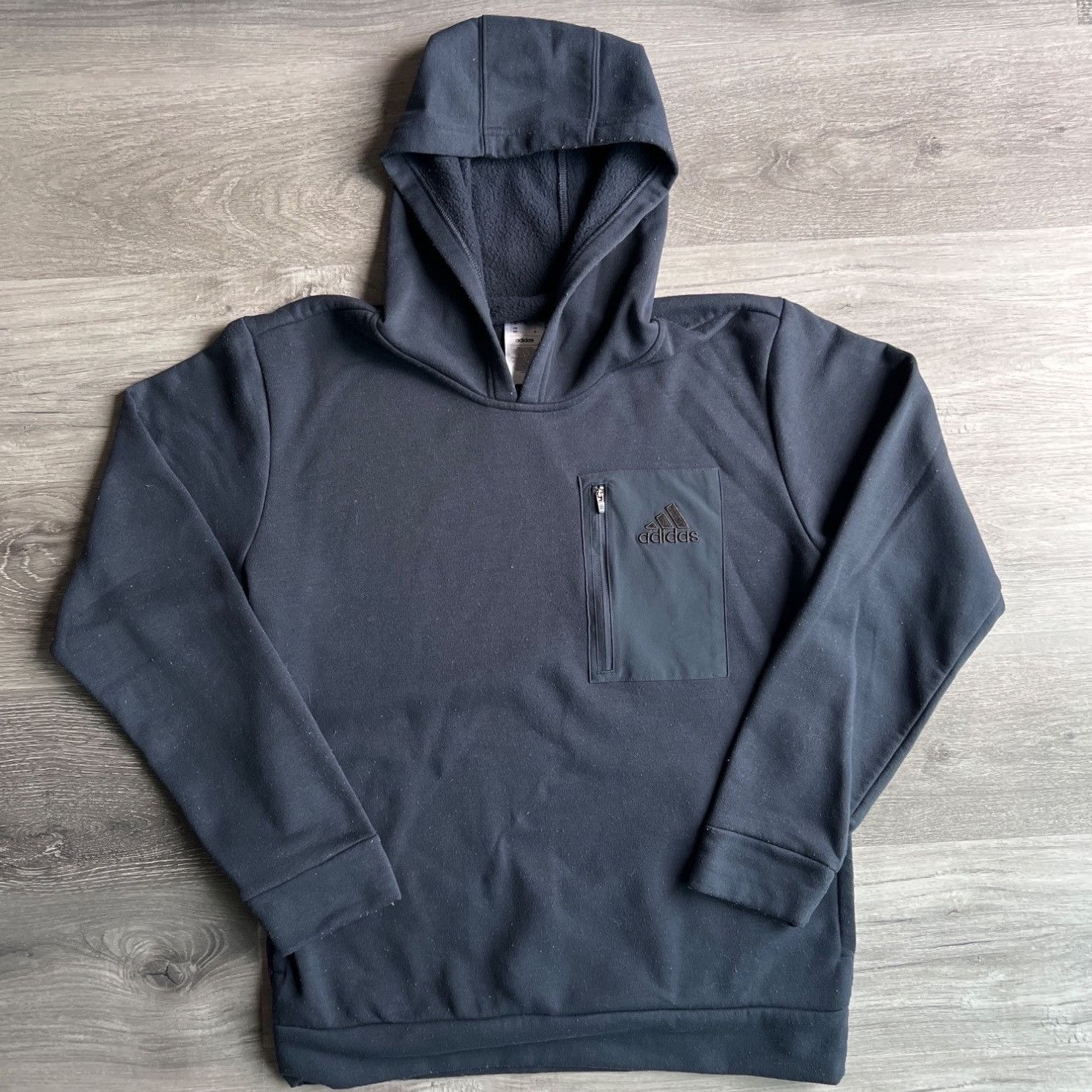 Adidas Adidas Performance Blue Pullover Hoodie W/ Zip Pocket Fleece Size US M / EU 48-50 / 2 - 1 Thumbnail