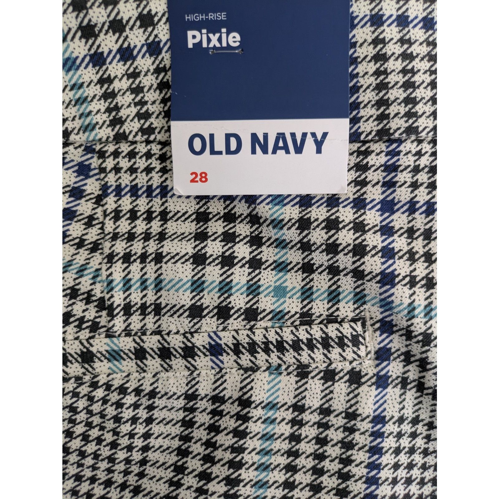 Old Navy Old Navy Hi Rise Pixie Pants 28 Houndstooth Black White Blue Size 28" / US 6 / IT 42 - 8 Thumbnail
