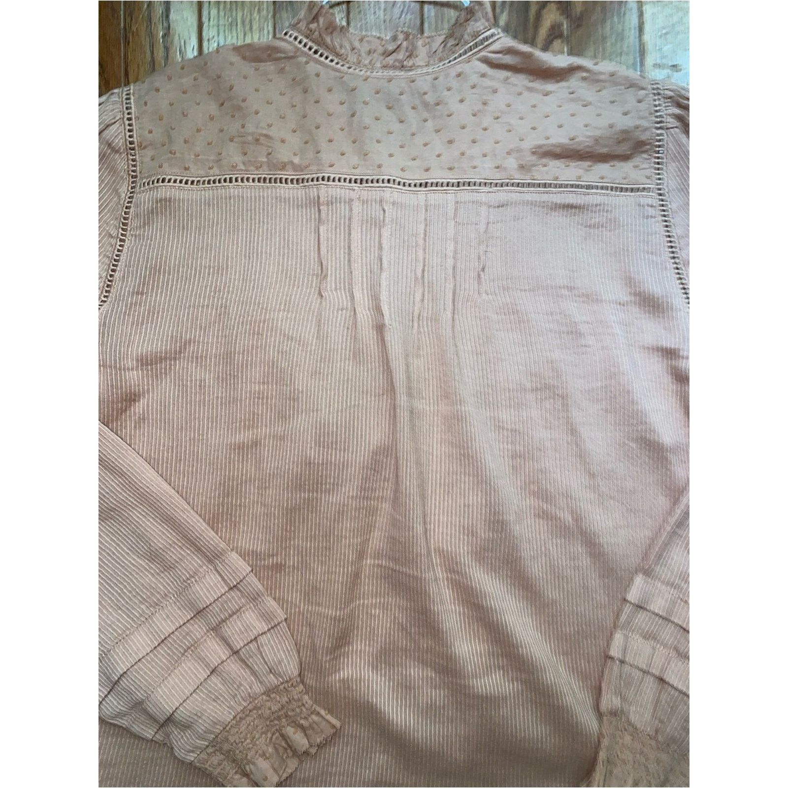 Quince Quince $158 Organic Textured Cotton Peasant Blouse Large EUC Size L / US 10 / IT 46 - 13 Thumbnail