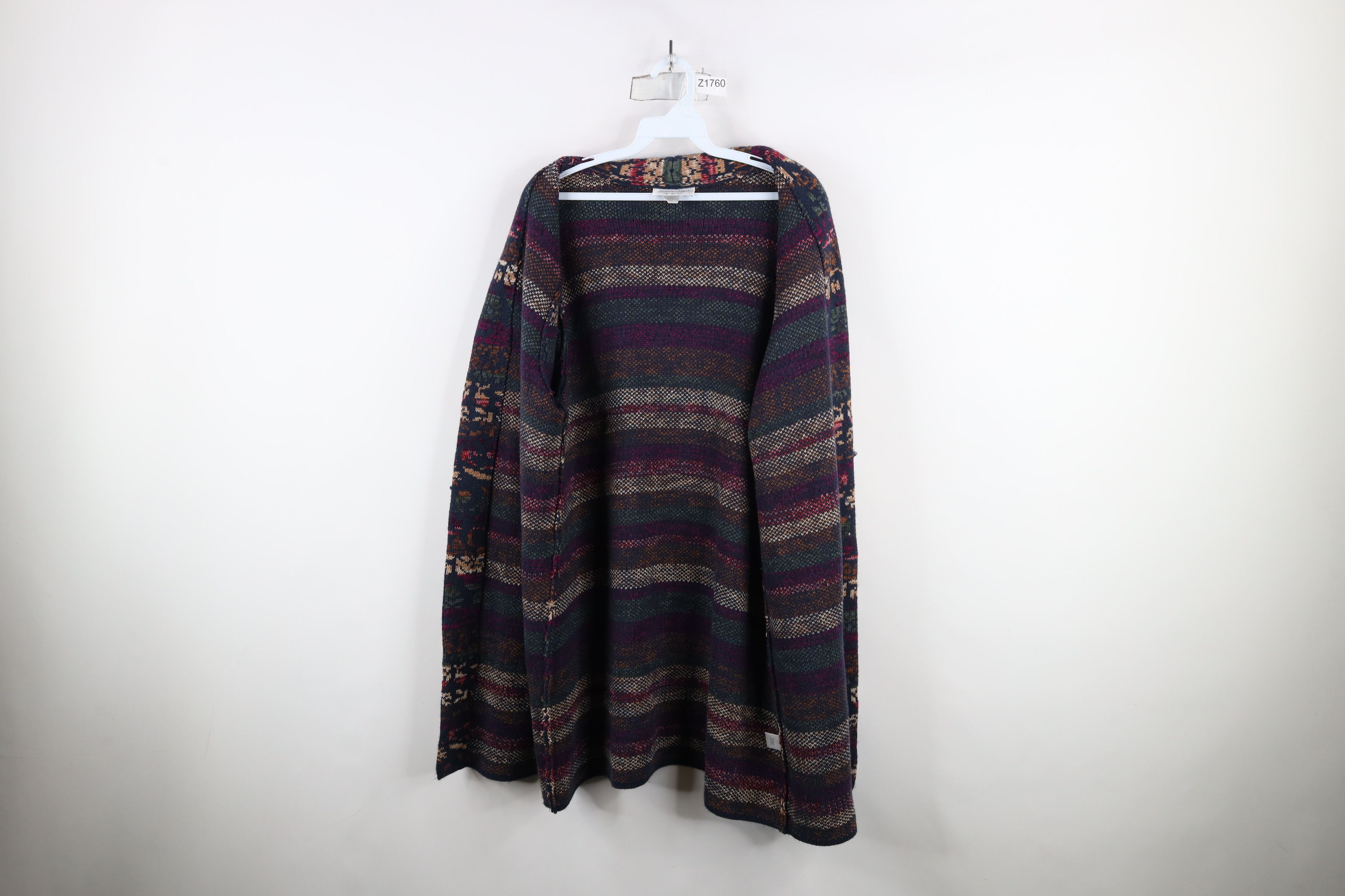 Vintage Vintage 90s Streetwear Flower Knit Open Cardigan Sweater Size XL / US 12-14 / IT 48-50 - 9 Thumbnail