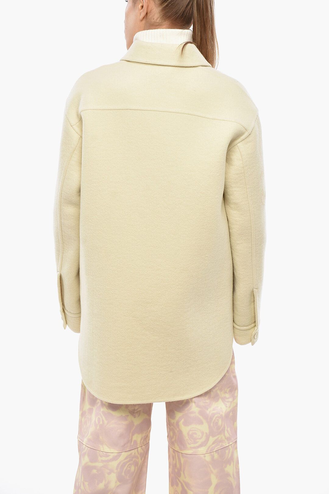 Jil Sander og1mm1225 Virgin Wool Oversized Coat in Yellow Size S / US 4 / IT 40 - 3 Thumbnail