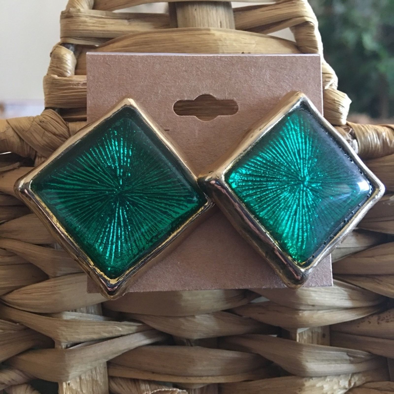 Vintage Vintage 80s psychedelic diamond shape earrings Size ONE SIZE - 1 Thumbnail