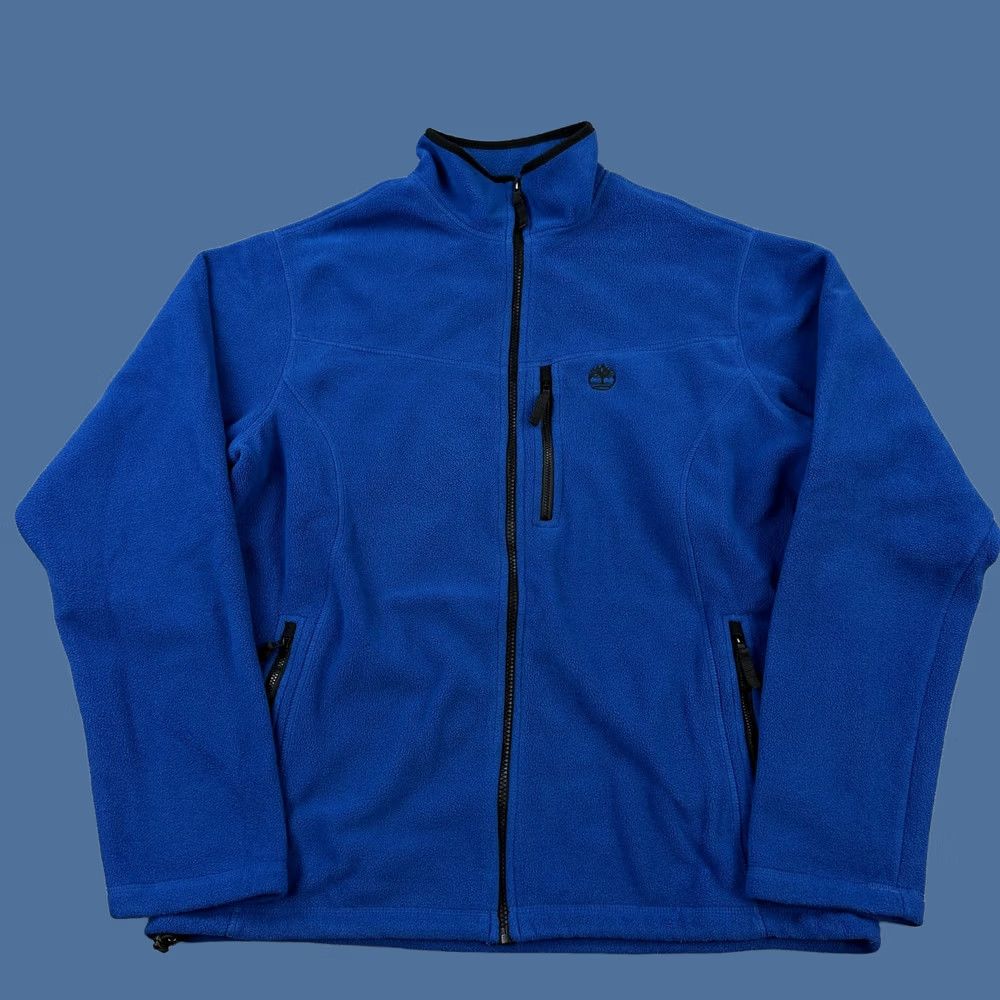 Vintage Timberland Jacket Large Blue Fleece Full Zip Embroidered Outdoor Y2K Mens, Men's