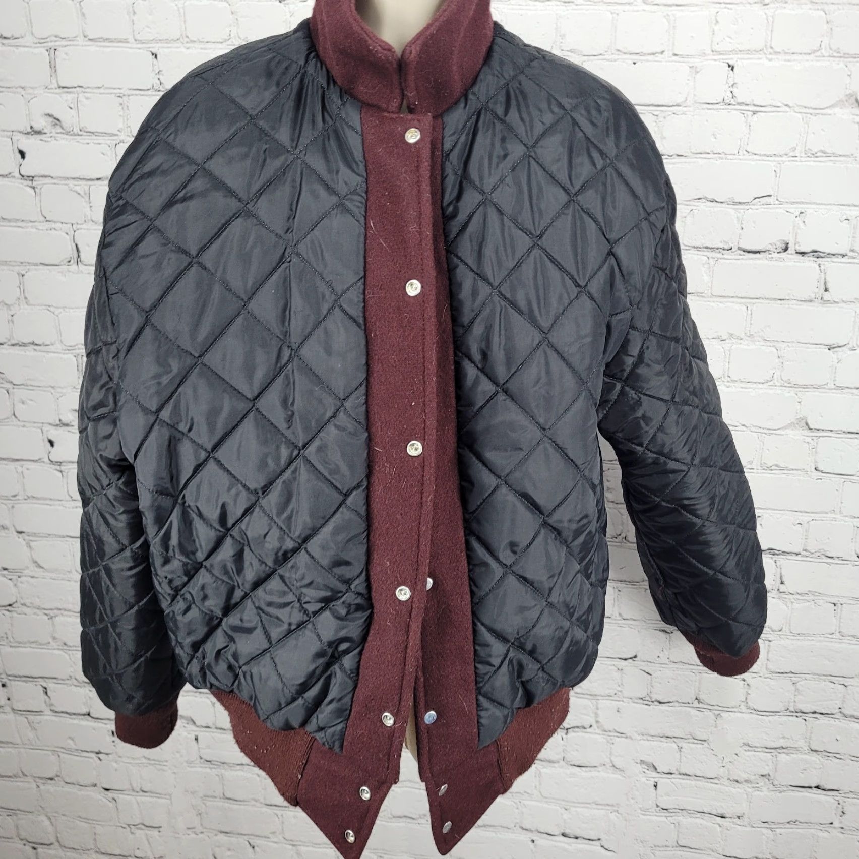 Etro Meca Varsity Jacket Women XL Red Quilted Lining Wool Snap Letterman Retro School Womens Size XL / US 12-14 / IT 48-50 - 4 Thumbnail